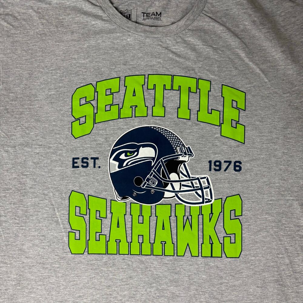 NFL Team Apparel Seattle Seahawks Gray Cotton Blend T-Shirt - XL - Picture 2 of 6